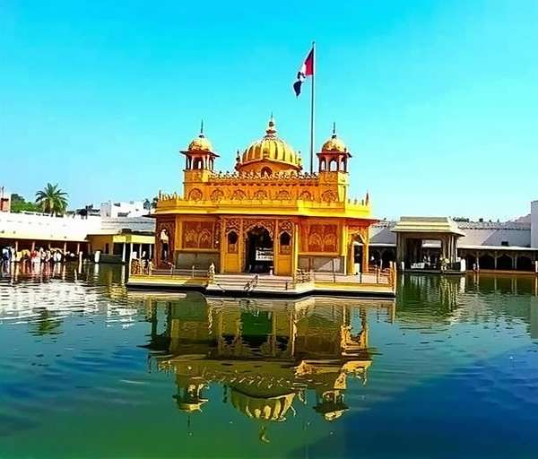 Temple Treasure Hunt - Golden Temple Temple Treasure Hunt Golden Temple Complex showing the gold-covered central shrine reflected in the surrounding pool