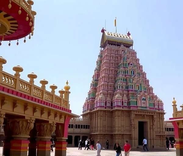 Temple Treasure Hunt - South Indian Temple Temple Treasure Hunt South Indian Temple Complex showing colorful gopuram and intricate carvings
